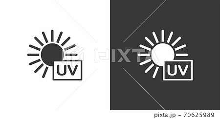 Ultra violet ray sun. Isolated icon on black and white background. Weather vector illustration 70625989