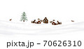 Winter village and deer on a white background 70626310