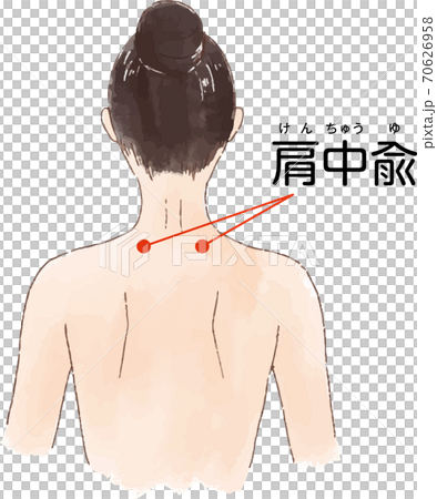 ツボ・経穴「肩中兪」の手描き風イラスト 70626958