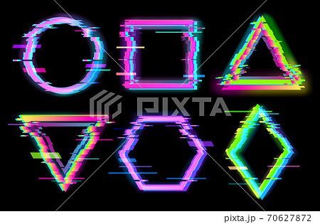 Colorful glitch geometric shapes, frames set with neon effect Colorful glitch geometric shapes, frames set with neon effect 70627872