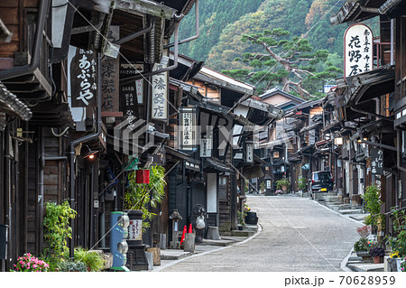 長野県 奈良井宿 木曽の宿場町の写真素材