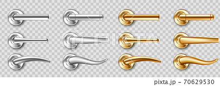 Realistic door handles golden and silver knobs set 70629530