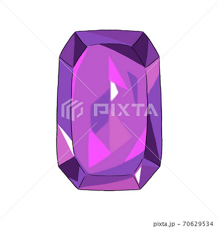 手描き風 紫の宝石 アメジストのイラスト素材