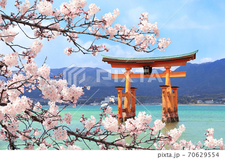 Floating Torii gate, Itsukushima Shrine, Miyajima island, Japan Floating Torii gate, Itsukushima Shrine, Miyajima island, Japan 70629554