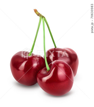 red sweet cherry isolated on white background with clipping path and full depth of field 70630983