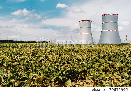 Belarusian nuclear power plant in Ostrovets district.Field around the nuclear power plant. Belarus Belarusian nuclear power plant in Ostrovets district.Field around the nuclear power plant. Belarus 70632996