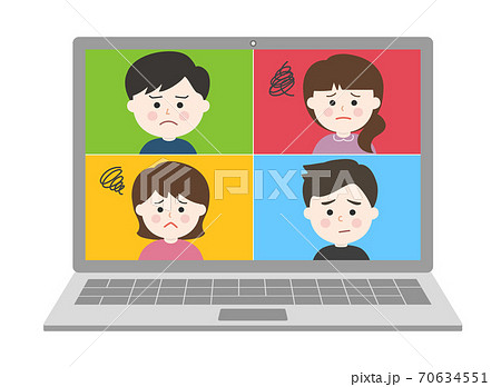 オンライン通話・ストレスを感じる友達イラスト 70634551