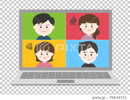 オンライン通話・ストレスを感じる友達イラスト 70634551