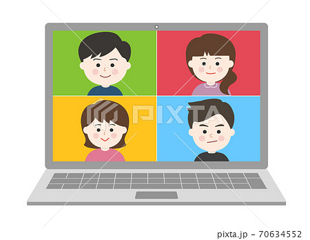 オンライン通話・笑顔の友達イラスト 70634552