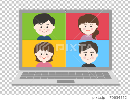 オンライン通話・笑顔の友達イラスト 70634552
