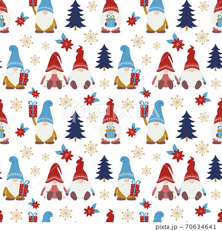 かわいいクリスマスの小人のシームレスパターンのイラスト素材
