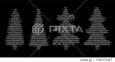 クリスマスツリー_イルミネーション_モノクロ_4種類_3 クリスマスツリー_イルミネーション_モノクロ_4種類_3 70635487