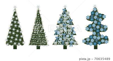 クリスマスツリー_びっしり飾りつけ_4種類_2 クリスマスツリー_びっしり飾りつけ_4種類_2 70635489