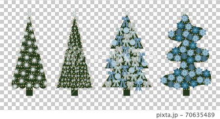 クリスマスツリー_びっしり飾りつけ_4種類_2 クリスマスツリー_びっしり飾りつけ_4種類_2 70635489