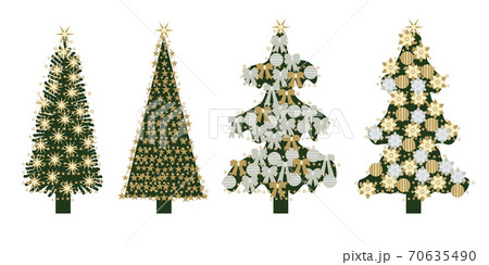 クリスマスツリー_びっしり飾りつけ_4種類_3 クリスマスツリー_びっしり飾りつけ_4種類_3 70635490