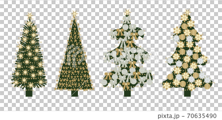 クリスマスツリー_びっしり飾りつけ_4種類_3 クリスマスツリー_びっしり飾りつけ_4種類_3 70635490