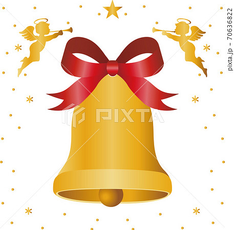 クリスマス　クリスマスベルと天使　イラスト素材 70636822