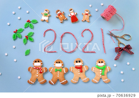 マスクをつけたジンジャーマンクッキー 2021 マスクをつけたジンジャーマンクッキー 2021 70636929