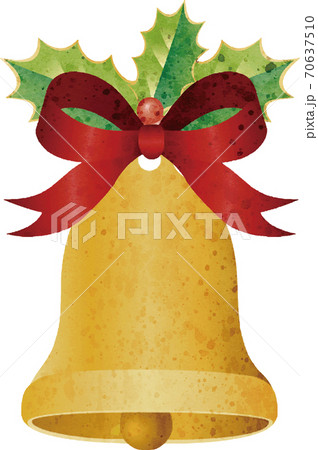 クリスマス ベル オーナメント 水彩 イラスト素材 クリスマス ベル オーナメント 水彩 イラスト素材 70637510