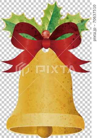 クリスマス ベル オーナメント 水彩 イラスト素材 クリスマス ベル オーナメント 水彩 イラスト素材 70637510