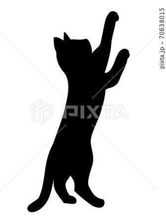 後ろ足で立つ猫のシルエットのイラスト素材