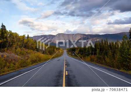 View of Scenic Road surrounded by Trees and Mountains 70638471