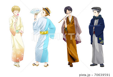 Men Wearing Kimonos Stock Illustration