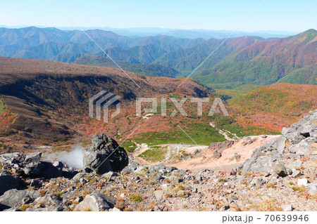 茶臼岳山頂から見た姥が平とひょうたん池 70639946