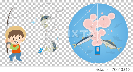 サビキ釣りをする男の子 70640840