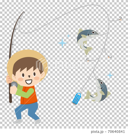 サビキ釣りをする男の子 70640841