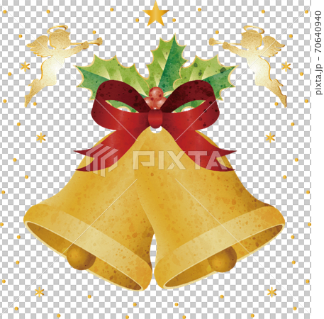 クリスマス ベルと天使 水彩 イラスト素材のイラスト素材