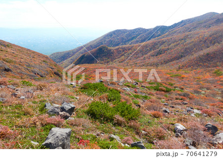 牛が首に続く道から見た南月山の紅葉 70641279