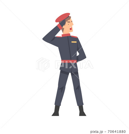 Army Soldier Saluting, Infantry Military Man Character in Blue Uniform and Cap Cartoon Style Vector Illustration Army Soldier Saluting, Infantry Military Man Character in Blue Uniform and Cap Cartoon Style Vector Illustration 70641880