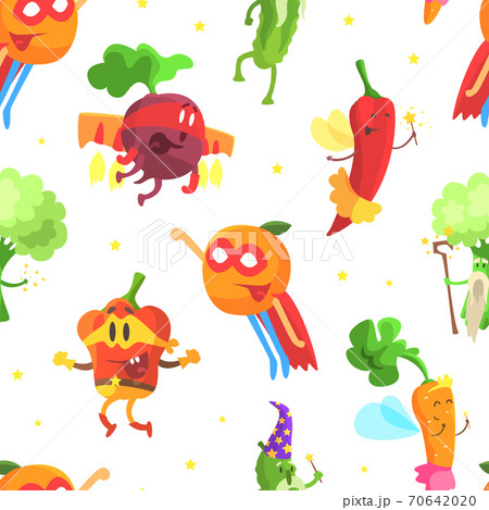 Superhero Vegetables Seamless Pattern Funny のイラスト素材 7064 Superhero Vegetables Seamless Pattern Funny のイラスト素材 7064