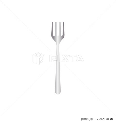 Metal fork vector illustration isoalted on white background. Suitable for Realistic 3d Mockup. Stainless steel material cutlery or tableware. 30/35 70643036