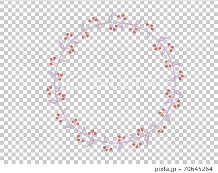 赤い木の実の円形フレーム 70645264