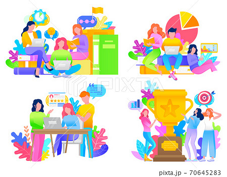 People Work on Startup, Women Learn Information 70645283