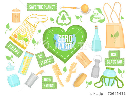Zero waste collection. Eco concept, no trash life. Set of durable and reusable products or things Zero waste collection. Eco concept, no trash life. Set of durable and reusable products or things 70645451