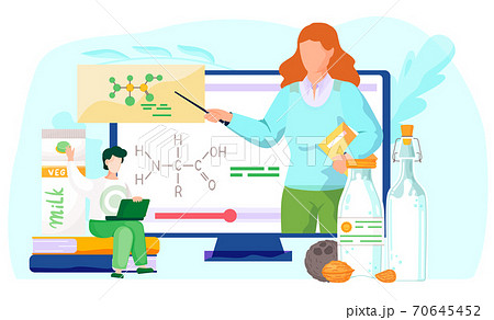 Online lesson of chemistry. Video about rvideo about chemical formulas and compositions. Veganism Online lesson of chemistry. Video about rvideo about chemical formulas and compositions. Veganism 70645452