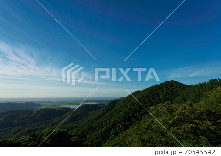 《鳥取県》羽衣石山の展望台から眺める風景 《鳥取県》羽衣石山の展望台から眺める風景 70645542