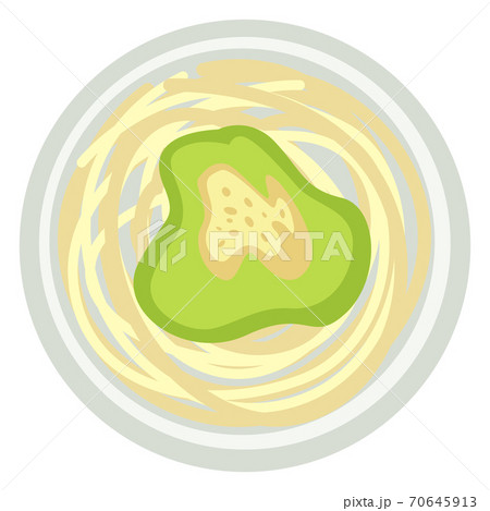 Pesto with spaghetti or noodles with avocado sauce 70645913