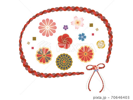 和の花モチーフのカラーアイコンセットのイラスト素材 和の花モチーフのカラーアイコンセットのイラスト素材