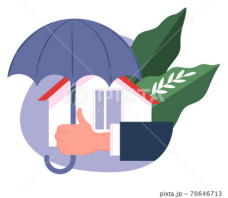 Real estate insurance, house under umbrella, company support Real estate insurance, house under umbrella, company support 70646713