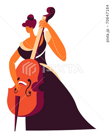 Cello player with violoncello, classic music performer vector 70647164
