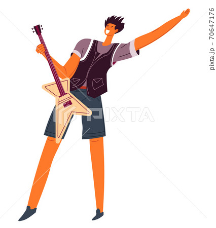Musician playing electric guitar, professional performer live music 70647176