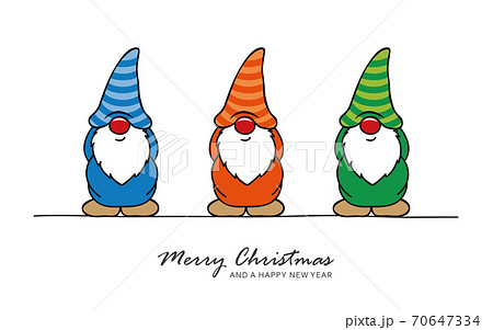 christmas greeting card with cute christmas dwarf 70647334