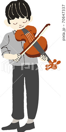 バイオリンを弾く男の子のイラストのイラスト素材