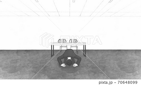 記者会見場　男性土下座　イラスト1 70648099