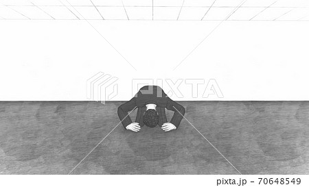 記者会見場 男性土下座 机無し イラスト3 記者会見場 男性土下座 机無し イラスト3 70648549