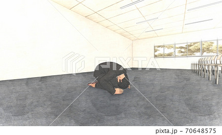 記者会見場 男性土下座 机無し イラスト4 記者会見場 男性土下座 机無し イラスト4 70648575